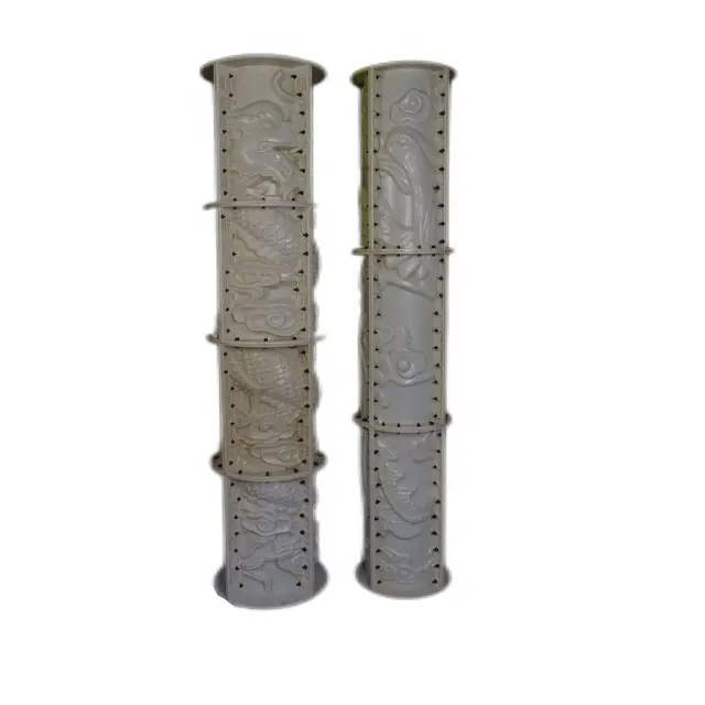 Decoración de Casa de hormigón fundido ABS, columna de dragón de cemento redondo y moldes de columna de Fénix y Pilar romano a la venta