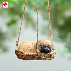 Giống Như Thật Pug Dog Ngủ Trong Wicker Basket Tượng Dài Pet Pal Pudsey Dog Giống Sưu Tập Nhựa Trang Trí Bức Tượng - Product Image 3