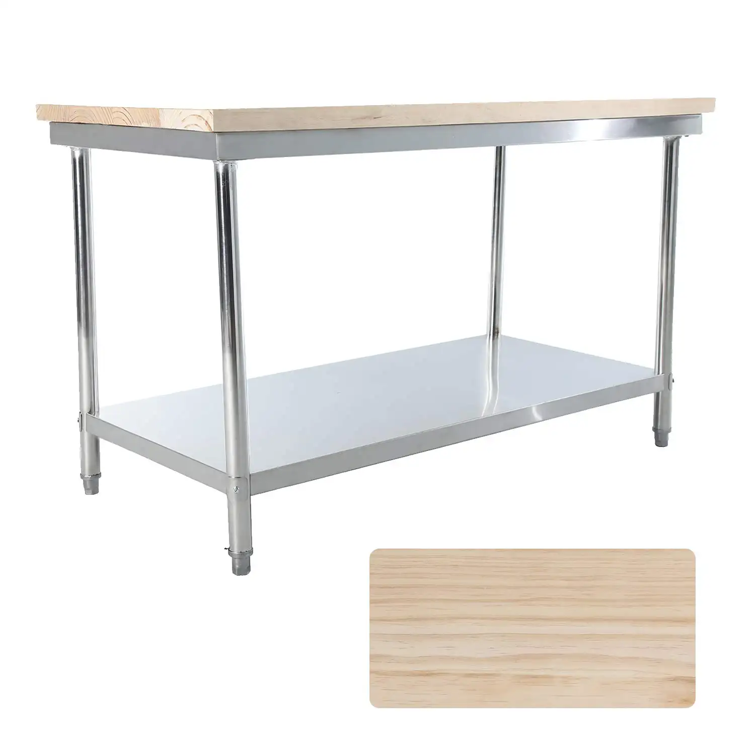 Équipement de cuisine commerciale Table rectangulaire Table de restauration en acier inoxydable Table de travail de restaurant pour dessus en bois