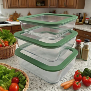 3 adet uzun borosilikat cam sebzelik kutu seti gıda saklama kabı yemek kabı - Product Image 4