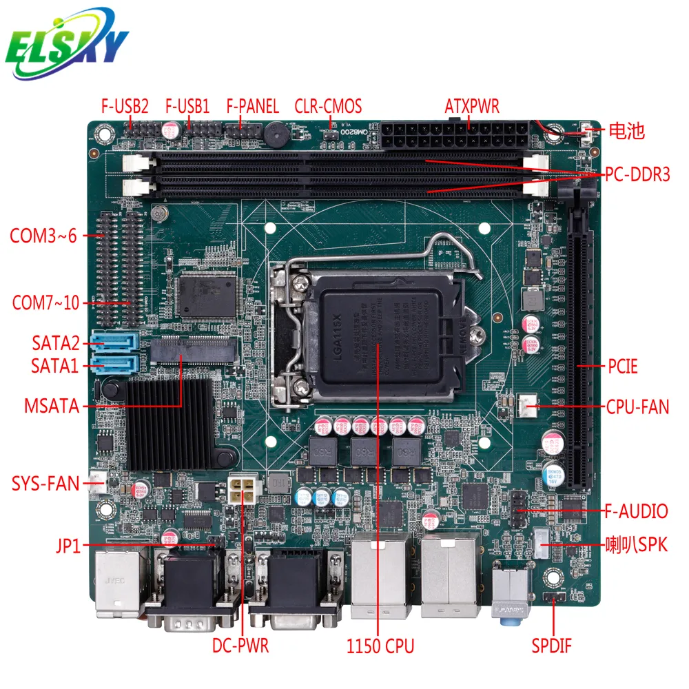 ELSKY Haswell 1150 series desktop CPU I3-4130 I5-4570 I7-4770 CPU 2*DDR3 Dual VGA SATA1 SATA2 512GB PCIEX16 motherboard lga 1155