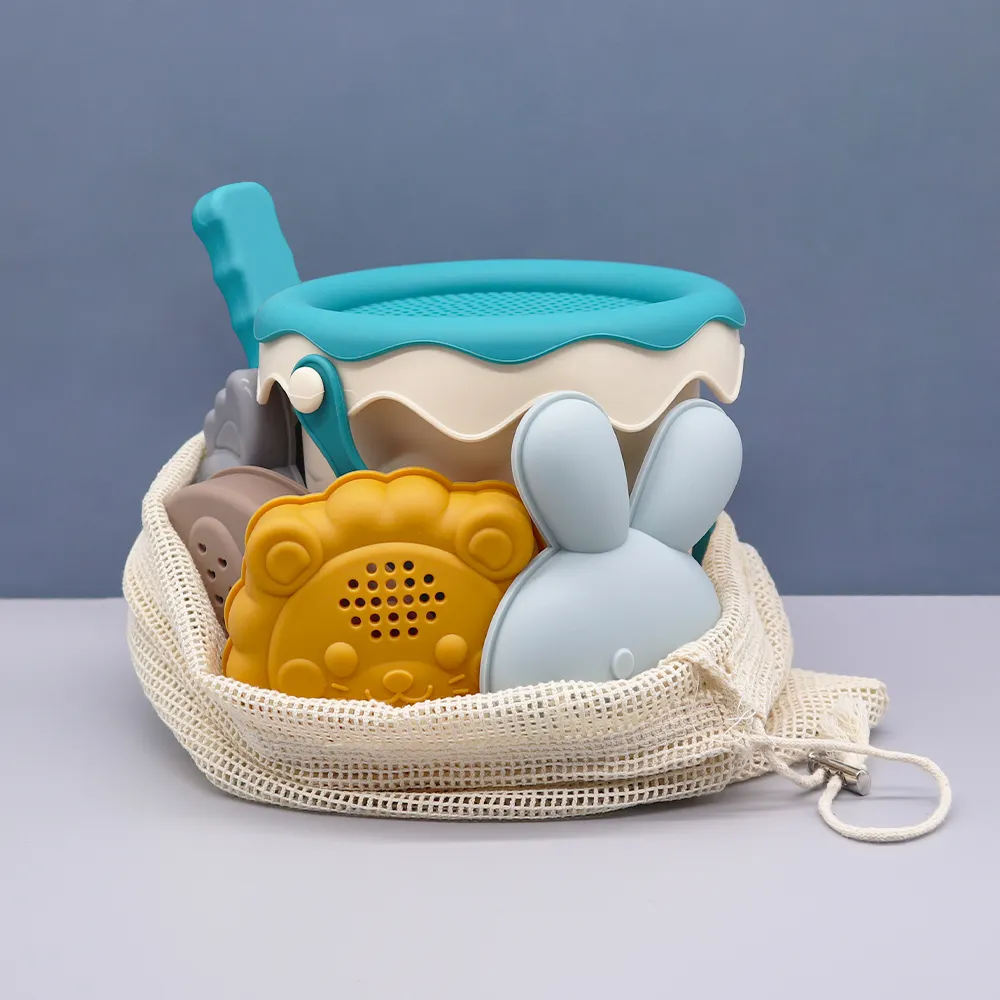 신상품 Melikey Sea Side 야외 버킷 삽 여름 장난감 아기 어린이 실리콘 비치 장난감