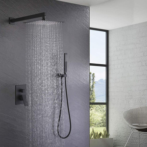Wall-Mounted Square Bathtub Shower Mixer Sistema completo Torneiras termostáticas <span class=keywords><strong>Material</strong></span> latão Jet Spray Padrão banheiros dedicados