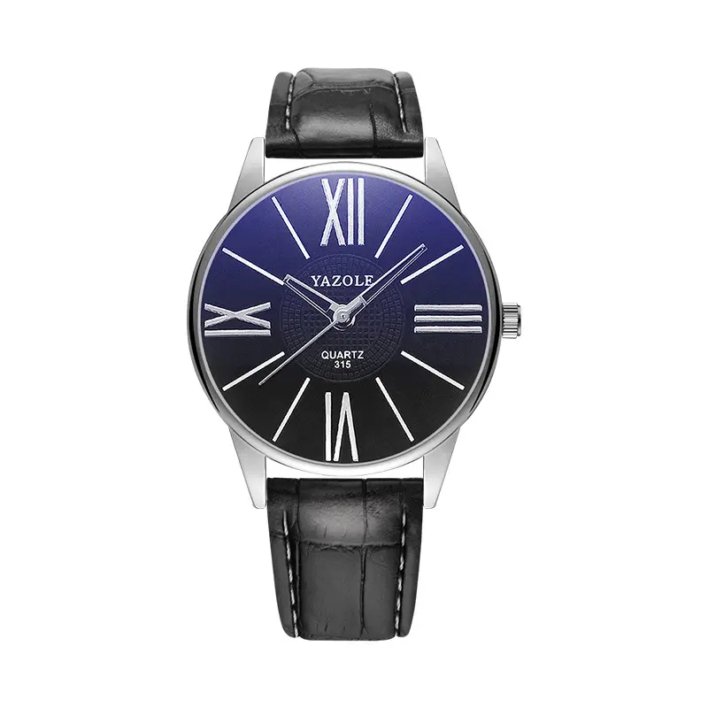 Yazole 315นาฬิกาควอทซ์ผู้ชายสีดำสายหนัง PU กันน้ำจอแสดงผลแบบอนาล็อกผู้จัดจำหน่ายนาฬิกาธุรกิจขนาดใหญ่