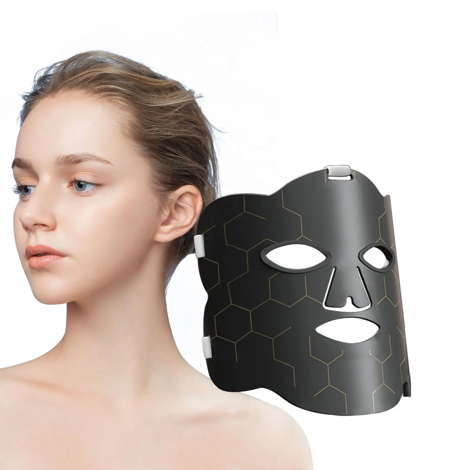 Masker LED wajah biophototerapi, peralatan kecantikan Pdt merah inframerah foton LED, masker diode pemancar cahaya wajah