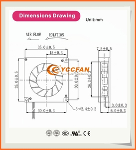 Quạt thổi không chổi than <span class=keywords><strong>12V</strong></span> DC YBL3507C12 35mm 3507 6500cfm - Product Image 4