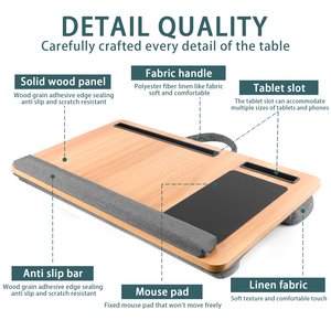 طاولة لابتوب محمولة D-08028 مع وسادة ناعمة وحامل للهاتف المحمول - Product Image 3