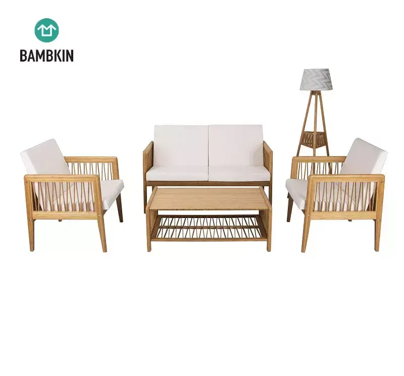 BAMBKIN divano ad angolo moderno set di mobili per esterni divano del soggiorno set sedia da giardino sedia di bambù naturale