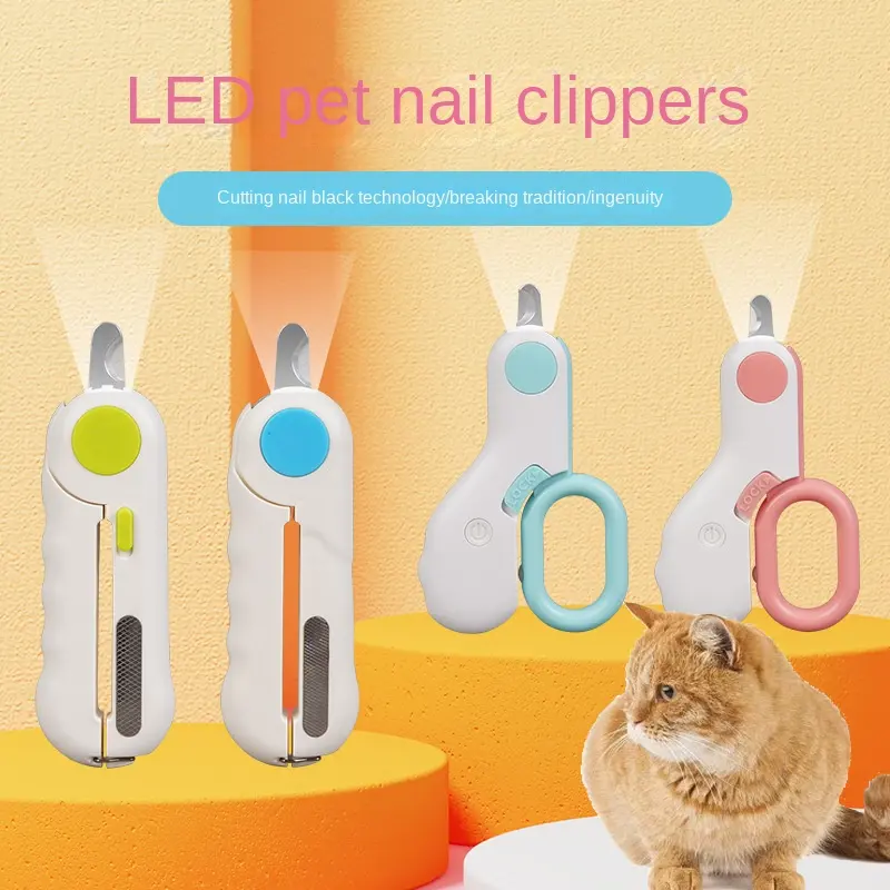 Hunde- und Katzen-Nagelknipser Haustier Kosmetik-Reinigungszubehör Kaninchen-Nagelschere Led-Licht glänzende Blutlinie Nagelschere Messer