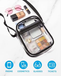 Özel PVC şeffaf plastik çantalar stadyum onaylı temizle fermuar kapatma Crossbody Messenger omuzdan askili çanta - Product Image 4