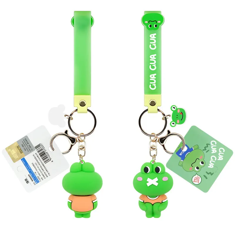 Hersteller von weichen PVC-Gummi Kawaii Cartoon Frosch Schlüssel anhänger benutzer definierte 3D Silikon Schlüssel anhänger