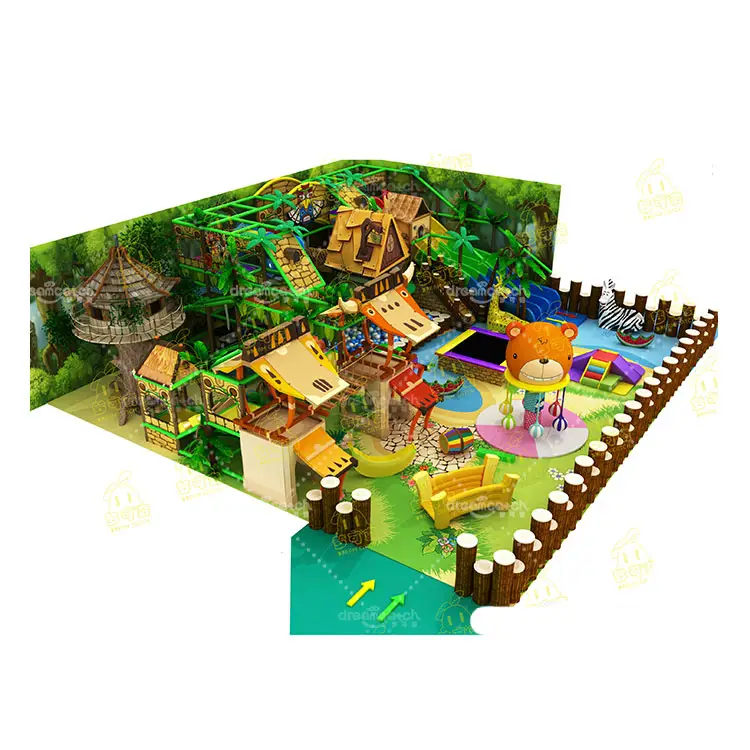 Commercial Large Jungle theme toddler soft play set center equipment wood kids indoor playground