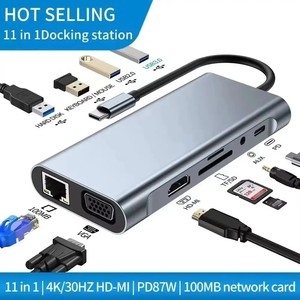 suitable for laptops with HDTV VGA RJ45 SD TF Audio Pd 100w <strong>USB</strong> <strong>3.1</strong> <strong>Type</strong> <strong>C</strong> Hub11 in 1Usb <strong>C</strong> Hub Dock <strong>Adapter</strong> - Product Image 2
