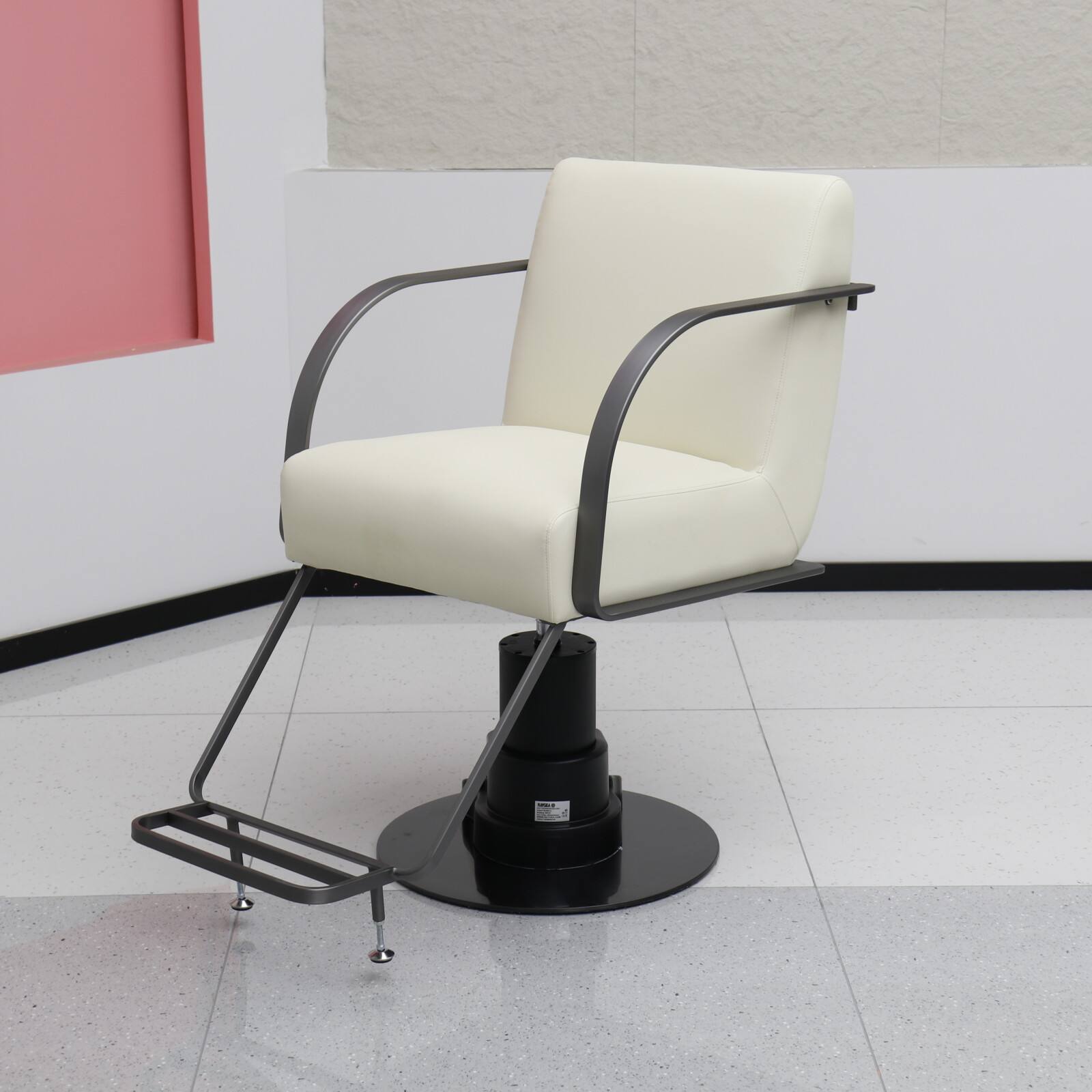 Silla de elevación eléctrica negra de acero inoxidable de cuero blanco