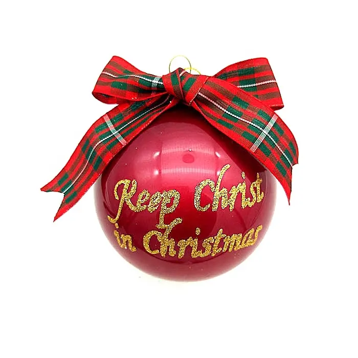 Bola de cristal de Navidad roja hecha a mano exquisita de alta calidad con cinta de vidrio esmerilado adornos de bola de Navidad personalizados