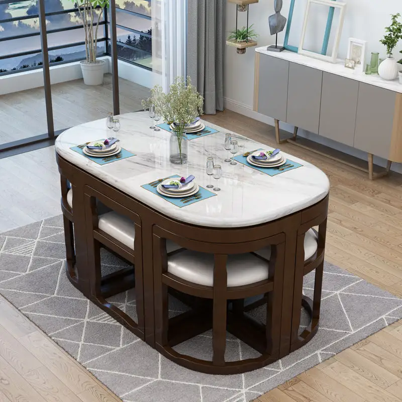 까만 대리석 대중적인 간단한 경재 가족 부분적인 의자 현대 최소한 아파트 가정 보이지 않는 둥근 식탁