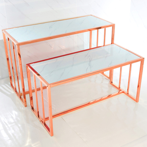 Juego de mesa auxiliar anidada de diseño minorista de moda, estante para ropa, montaje de tienda, encimera rosa, soporte para zapatos, mesa de exhibición anidada de Metal - Product Image 2