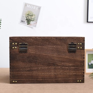 Antik menteşeli ahşap kilit ile saklama kutusu Retro dikdörtgen çay ve içecek depolama çok fonksiyonlu tasarım - Product Image 5