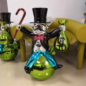 Galeri Pop ArtFor müze el yapımı renk yeşil çanta Pop sanat heykelleri krom para çantası adam heykel fiberglas tekel heykel - Product Image 1