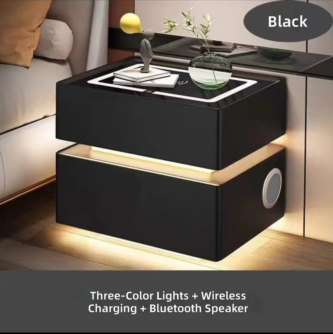 Negro_Carga inalámbrica + LED+Altavoz Bluetooth