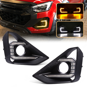 フロントフォグライトカバーLED DRL Isuzu DMax 2024 2025昼間ランニングライトターン信号ヘッドライト12V - Product Image 1