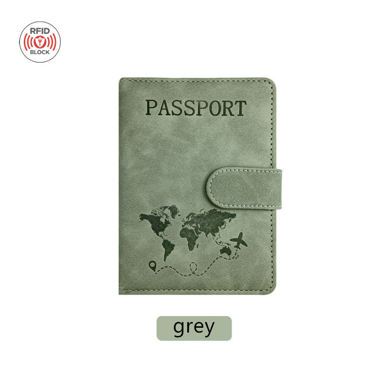 Couverture de passeport à boucle magnétique gris