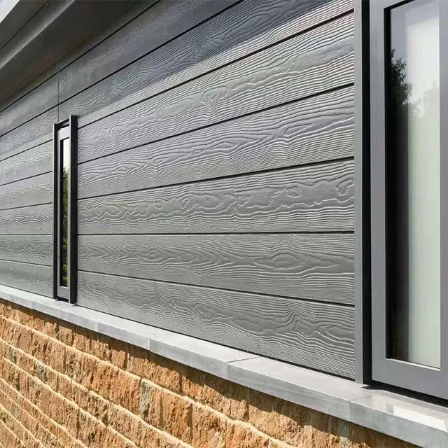 New technology fiber cement board 3D embossed composite wood look decking outdoor flooring panel