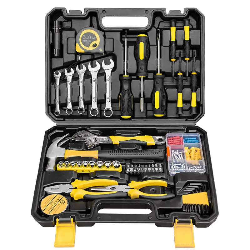Kit completo de herramientas de reparación de automóviles, caja de herramientas para el hogar con martillo, alicates, destornillador, llave de vaso, herramienta de trabajo mecánico, 88 Uds.