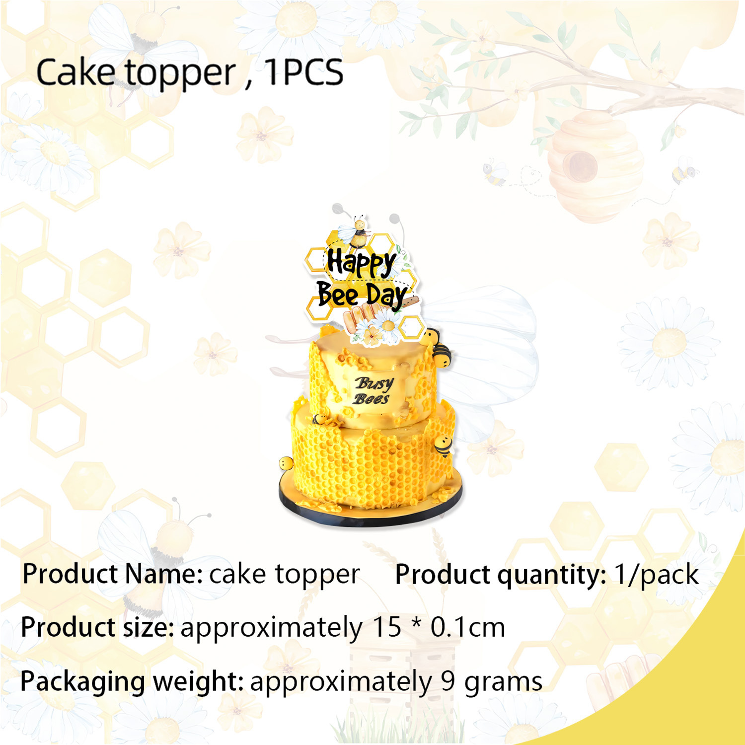 Topper para pastel amarillo - 1 unidad