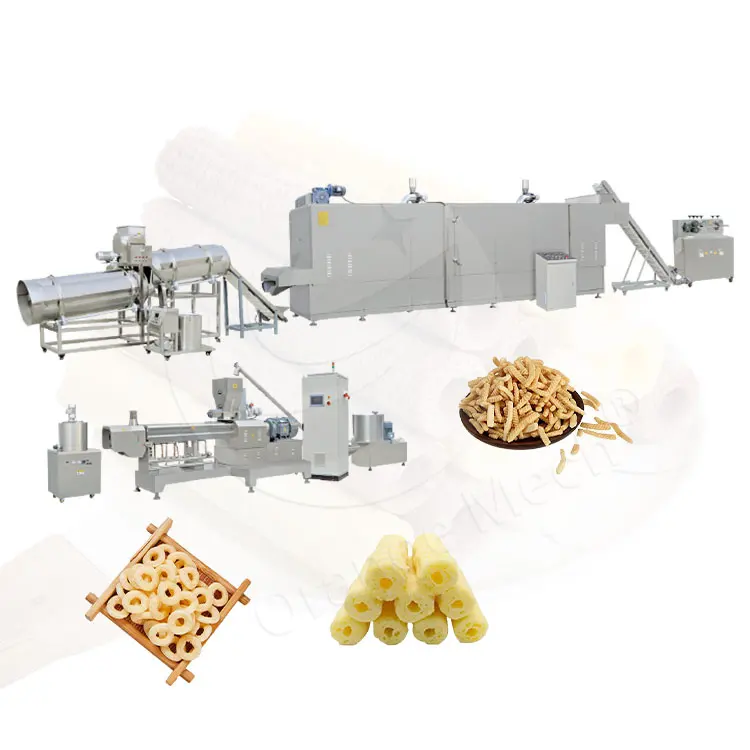 Volautomatische Maïs Puffs Snack Productielijn Extruder Maïs Chips Voedsel Maken Machine Prijs
