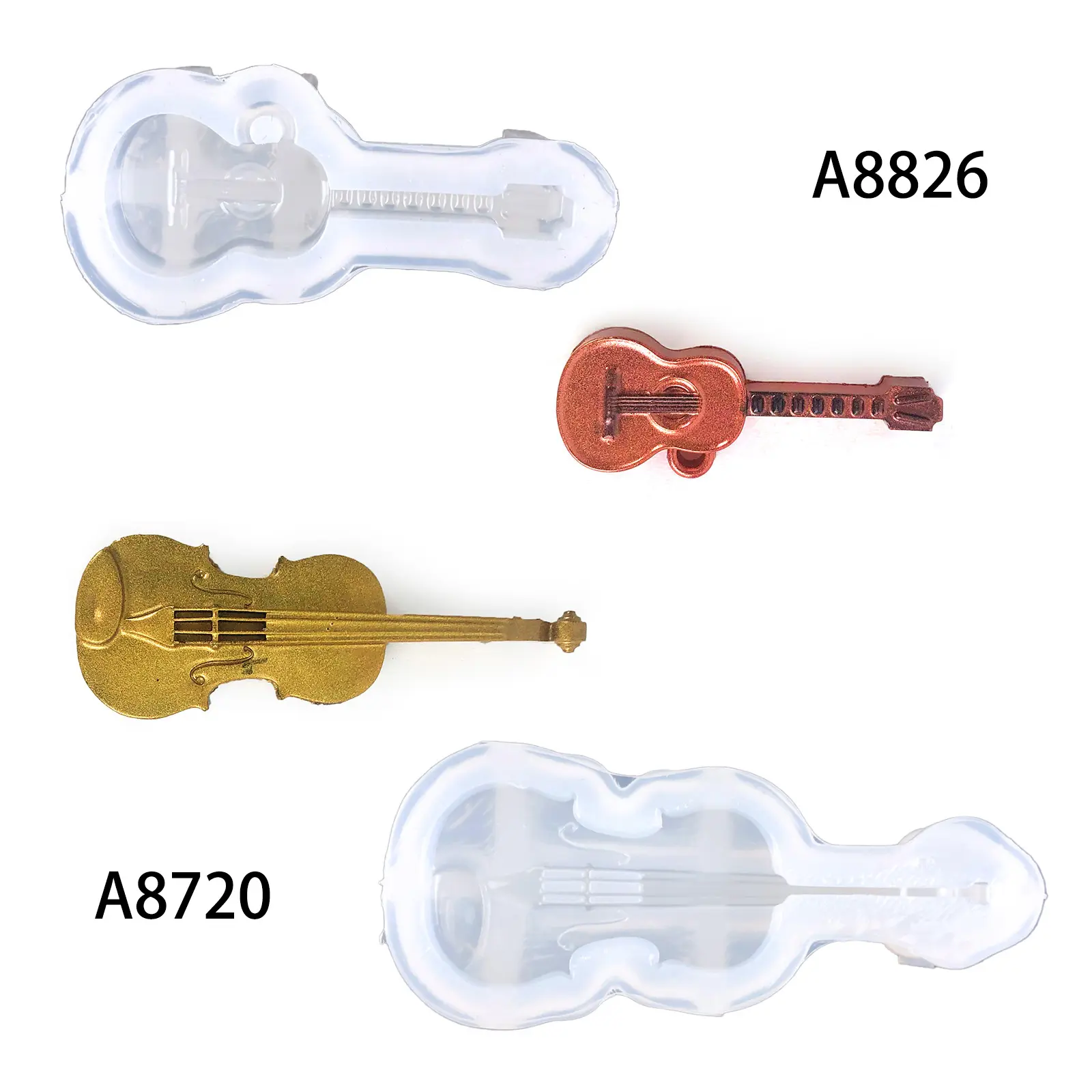 A8720 A8826 DIY Violino Guitarra Keychain Resina Silicone Moldes para Resina Fundição Colar Jóias Pingente Arte Artesanato Ornamentos