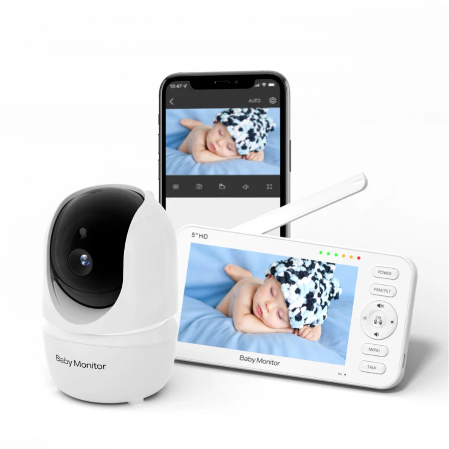 5.0inch 720P HD WIFI App & Night Vision 2 Way Talk Smart Zoom Baby Sleeping Monitor PTZ Video Babysitter