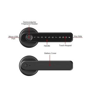Sinovo Tuya APP Palanca DE SEGURIDAD Código de reconocimiento de huellas dactilares sin llave Teclado Cerradura de manija de puerta con código Scramble para anti-Peep - Product Image 3