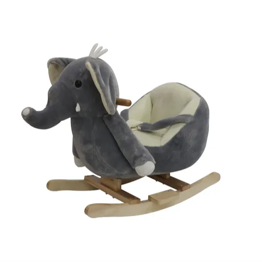 Großhandel Kleinkind grau blau rosa Elefant-Schaukelstuhl hölzerner Reiten-Schaukelstuhl Weihnachtsspielzeug