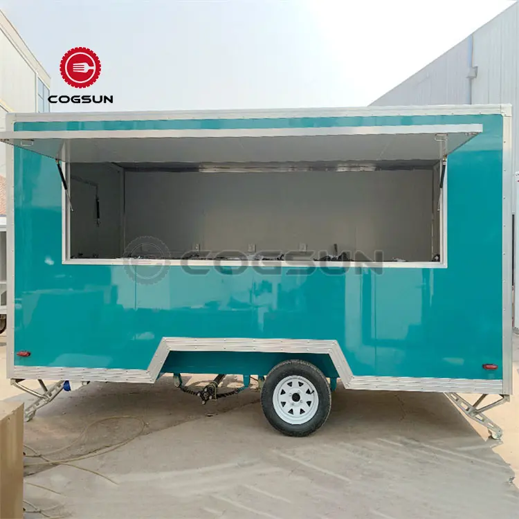 عربة توزيع الهوت دوج والآيس كريم وصلت حديثًا شاحنة طعام لشواء وتكوكو عربة تقديم الطعام بتصميم مقطورة متنقلة