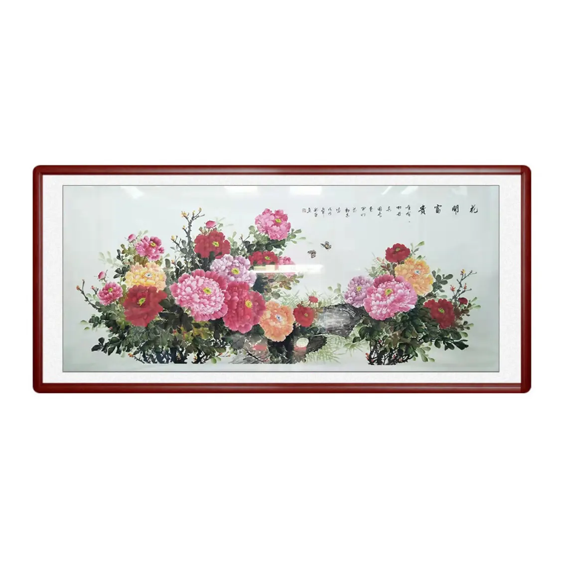 ดอกโบตั๋นทำด้วยมือ,ภาพวาดจีนแบบดั้งเดิมที่ทันสมัยแกลเลอรี่ศิลปะหมึกตกแต่งผนังภาพวาดดอกไม้สำหรับห้องนั่งเล่น