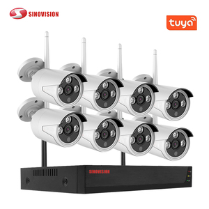 2MP 1080p户外安全闭路电视系统8通道子弹摄像机4CH无线NVR套件图雅AI IP/Wifi网络OEM可定制 - Product Image 1