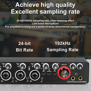 Studio Recording <strong>Microphone</strong> USB External 48V MD44 24Bit 192KHz <strong>Audio</strong> Interface 4 <strong>Input</strong> <strong>Output</strong> Sound Card Mixer