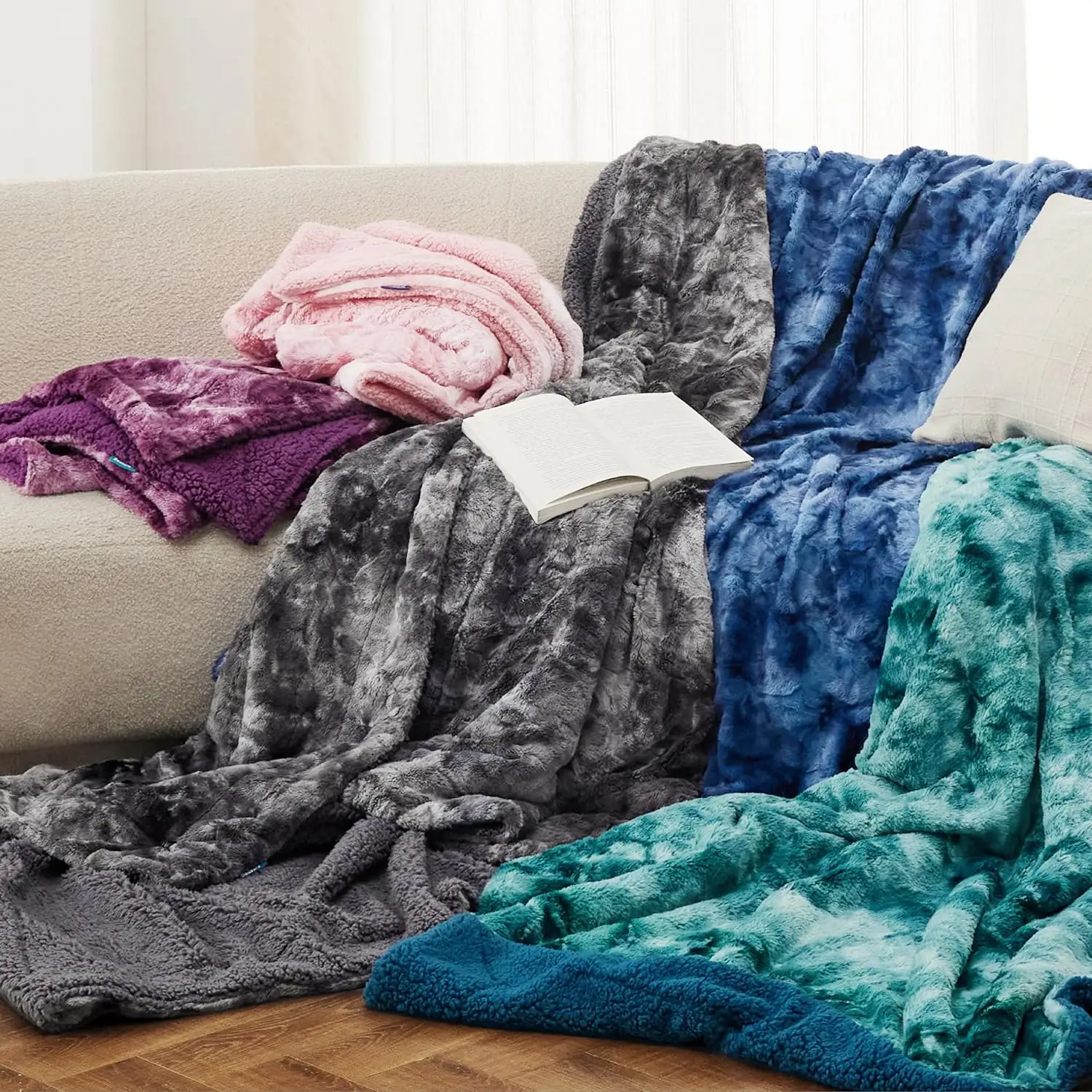 China Hersteller Thermal Winter Fuzzy Reversible Throw Kunst pelz Decken für Bett