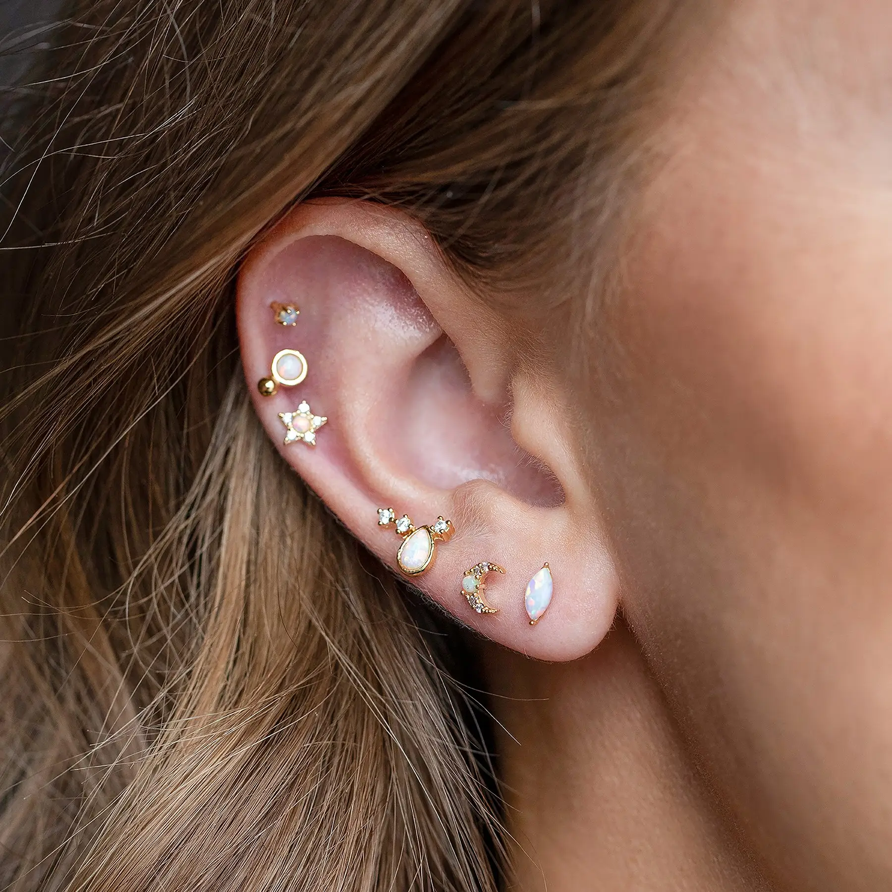 Vero orecchino in argento sterling 925 piccolo opale bianco pietra pavimentata oro argento mini orecchini gioielli per bambina donna