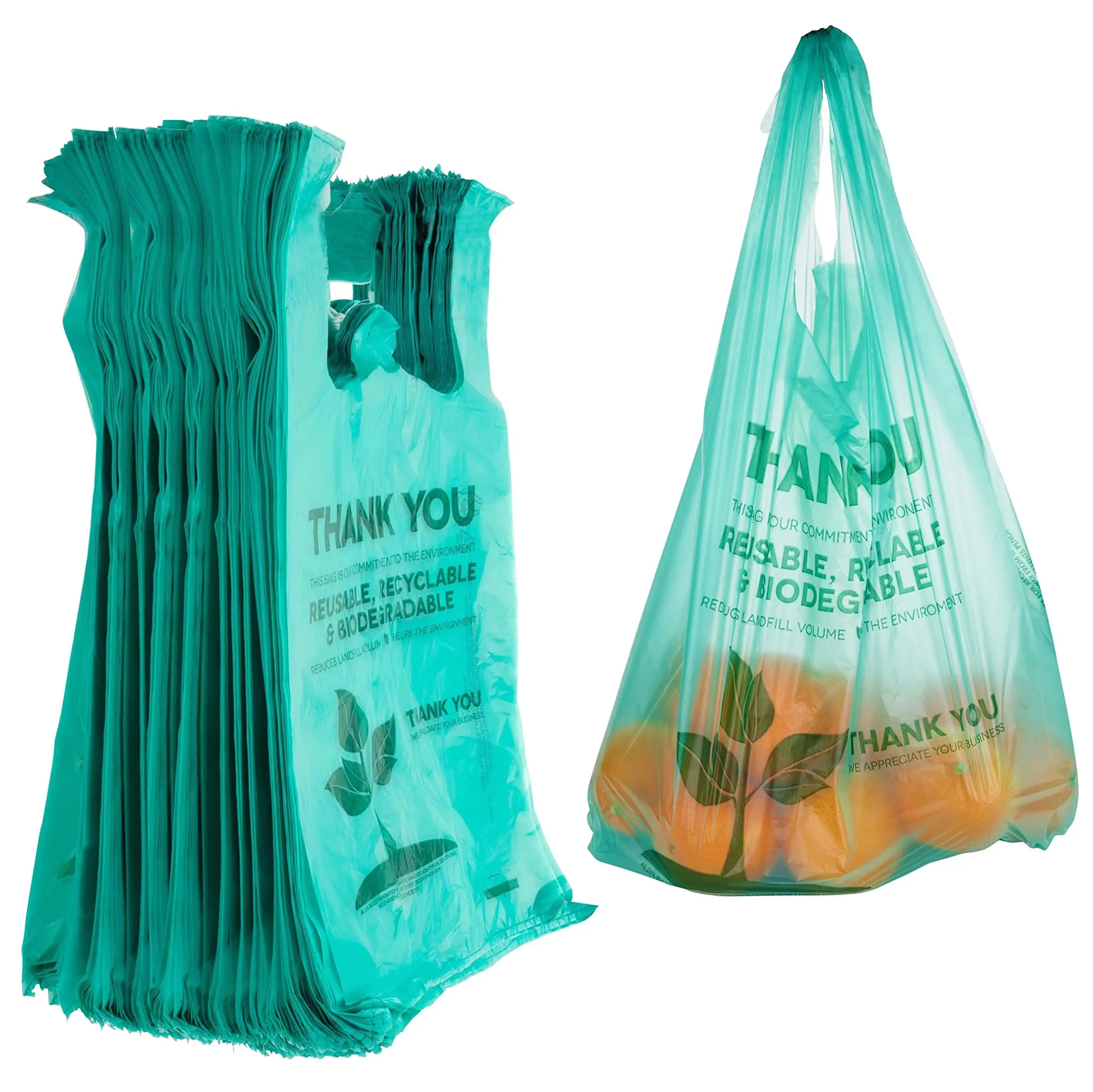 Custom printed eco friendly cornstarch biodegradable t -shirt bags bio compostable pla organic plastic shopping bag
