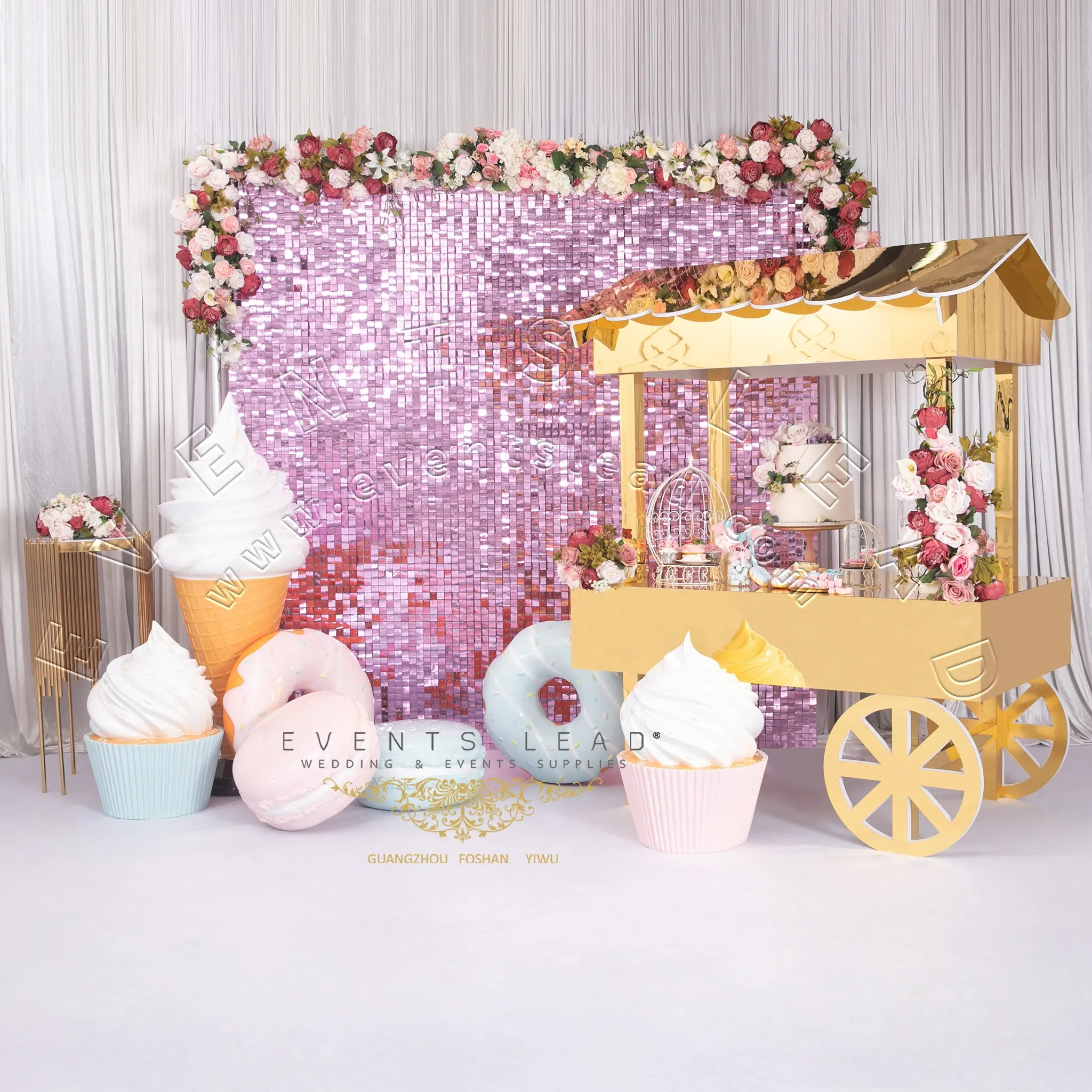 Cute Gold Candy Cart With Colorful Dessert Decorations Hot Recommend Wedding Party Events Supplies