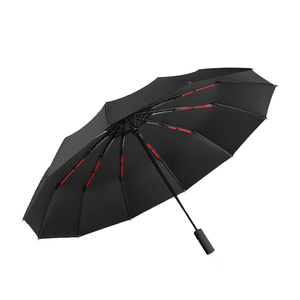 热卖23英寸自动开合3折成人防风雨伞，带定制标志 - Product Image 4