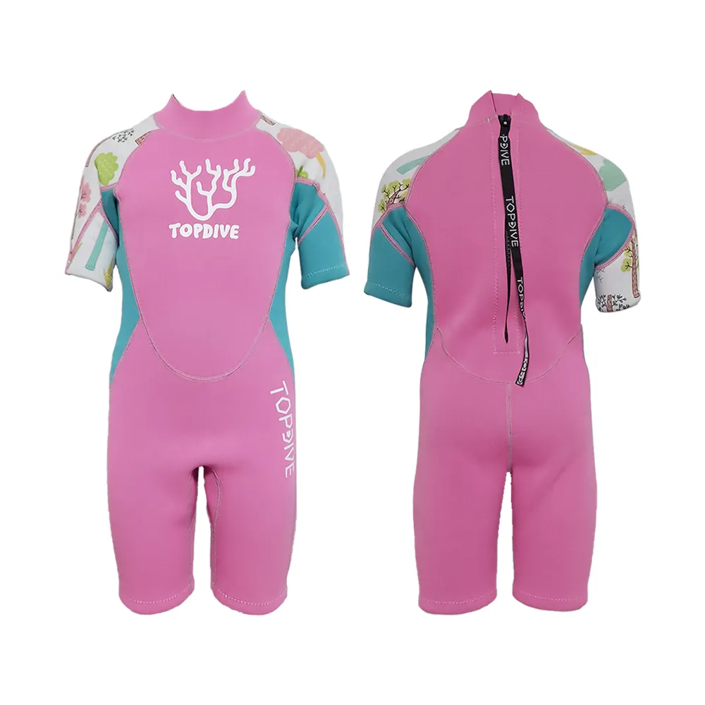 Wholesale Customized Kids Back Zip Shorty Swimming Suits 3mm Thermal Neoprene Boys Girls Surfing Wetsuit