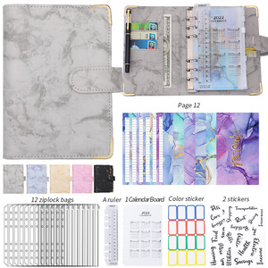 Neues anpassbares kreatives PU-Lederbezug marmor farbenes leeres Notizbuch mit Taschen rechner kann Bankkarten-Budget buch halten - Product Image 6
