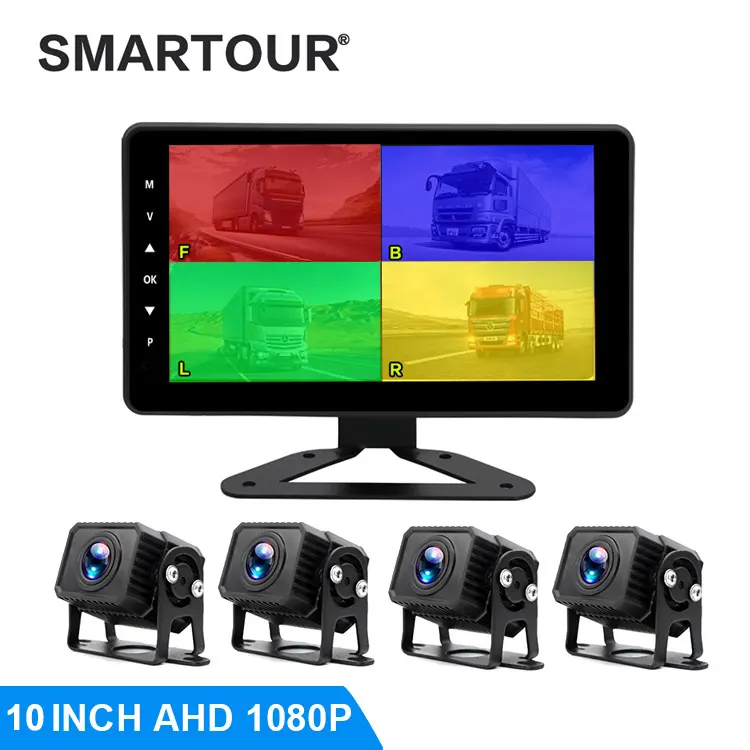 Smartour 4CH 1080P 10-дюймовый IPS экран для автомобиля, грузовика, автобуса, AHD, видеорегистратор, монитор с цифровым видеорегистратором, HD для резервной камеры