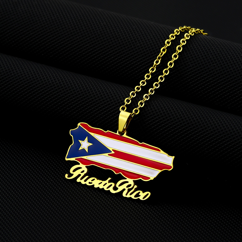 Bandera Mapa Oro Puerto Rico