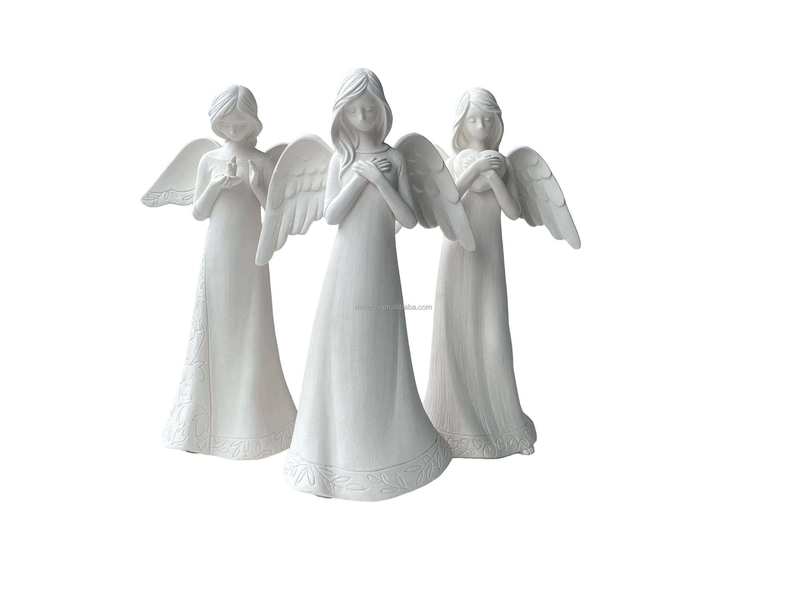 Figurine di angelo in porcellana personalizzate figurine di scultura di angelo in ceramica per decorazioni da scrivania