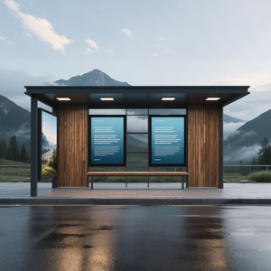 Cosun nền đơn giản dừng xe buýt nơi trú ẩn Trạm nhỏ de trạm xe buýt với biển báo quảng cáo và hiển thị video - Product Image 2