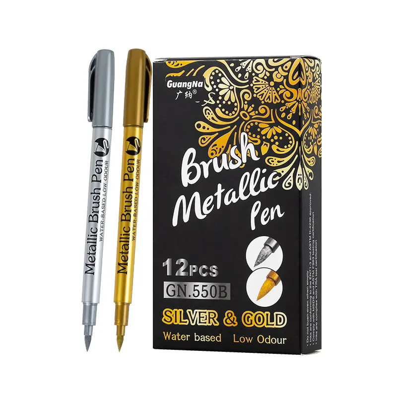 Pennarelli per vernice economici metallici con punta morbida pennelli colorati morbidi in argento dorato per studenti che disegnano pennarelli manuali per pittura